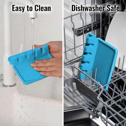 Spoon Rest for Multiple Utensils High Heat-Resistant Silicone Drip Pad, BPA-Free Spoon Holder for Stove Top, Kitchen Gadget Holder for Ladles, Tongs, Cooking Spatula - Makes Great Gift