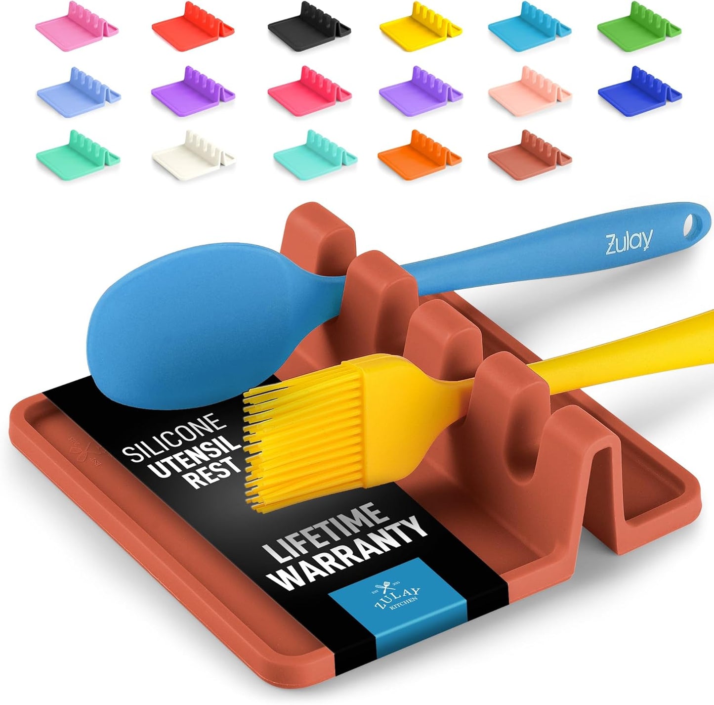 Spoon Rest for Multiple Utensils High Heat-Resistant Silicone Drip Pad, BPA-Free Spoon Holder for Stove Top, Kitchen Gadget Holder for Ladles, Tongs, Cooking Spatula - Makes Great Gift