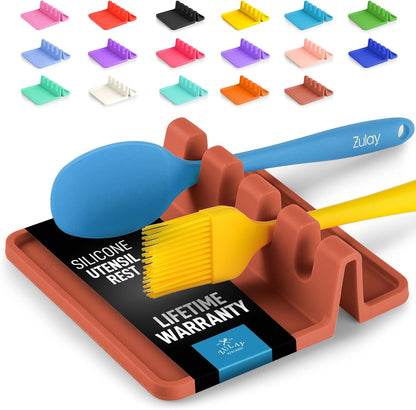 Spoon Rest for Multiple Utensils High Heat-Resistant Silicone Drip Pad, BPA-Free Spoon Holder for Stove Top, Kitchen Gadget Holder for Ladles, Tongs, Cooking Spatula - Makes Great Gift