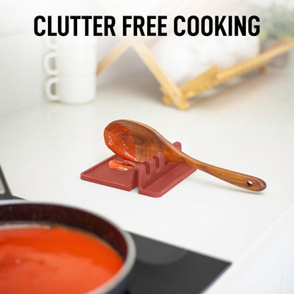 Spoon Rest for Multiple Utensils High Heat-Resistant Silicone Drip Pad, BPA-Free Spoon Holder for Stove Top, Kitchen Gadget Holder for Ladles, Tongs, Cooking Spatula - Makes Great Gift