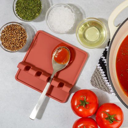 Spoon Rest for Multiple Utensils High Heat-Resistant Silicone Drip Pad, BPA-Free Spoon Holder for Stove Top, Kitchen Gadget Holder for Ladles, Tongs, Cooking Spatula - Makes Great Gift
