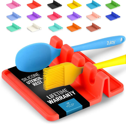 Spoon Rest for Multiple Utensils High Heat-Resistant Silicone Drip Pad, BPA-Free Spoon Holder for Stove Top, Kitchen Gadget Holder for Ladles, Tongs, Cooking Spatula - Makes Great Gift