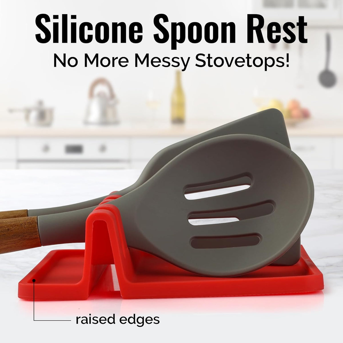 Spoon Rest for Multiple Utensils High Heat-Resistant Silicone Drip Pad, BPA-Free Spoon Holder for Stove Top, Kitchen Gadget Holder for Ladles, Tongs, Cooking Spatula - Makes Great Gift