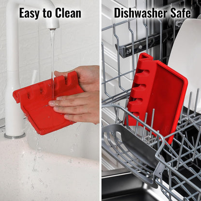 Spoon Rest for Multiple Utensils High Heat-Resistant Silicone Drip Pad, BPA-Free Spoon Holder for Stove Top, Kitchen Gadget Holder for Ladles, Tongs, Cooking Spatula - Makes Great Gift