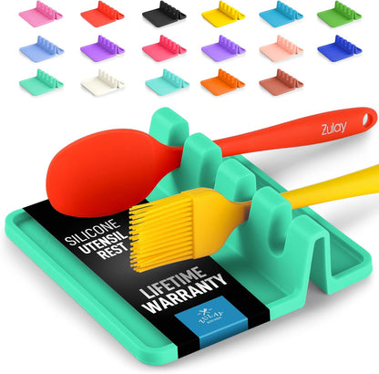 Spoon Rest for Multiple Utensils High Heat-Resistant Silicone Drip Pad, BPA-Free Spoon Holder for Stove Top, Kitchen Gadget Holder for Ladles, Tongs, Cooking Spatula - Makes Great Gift