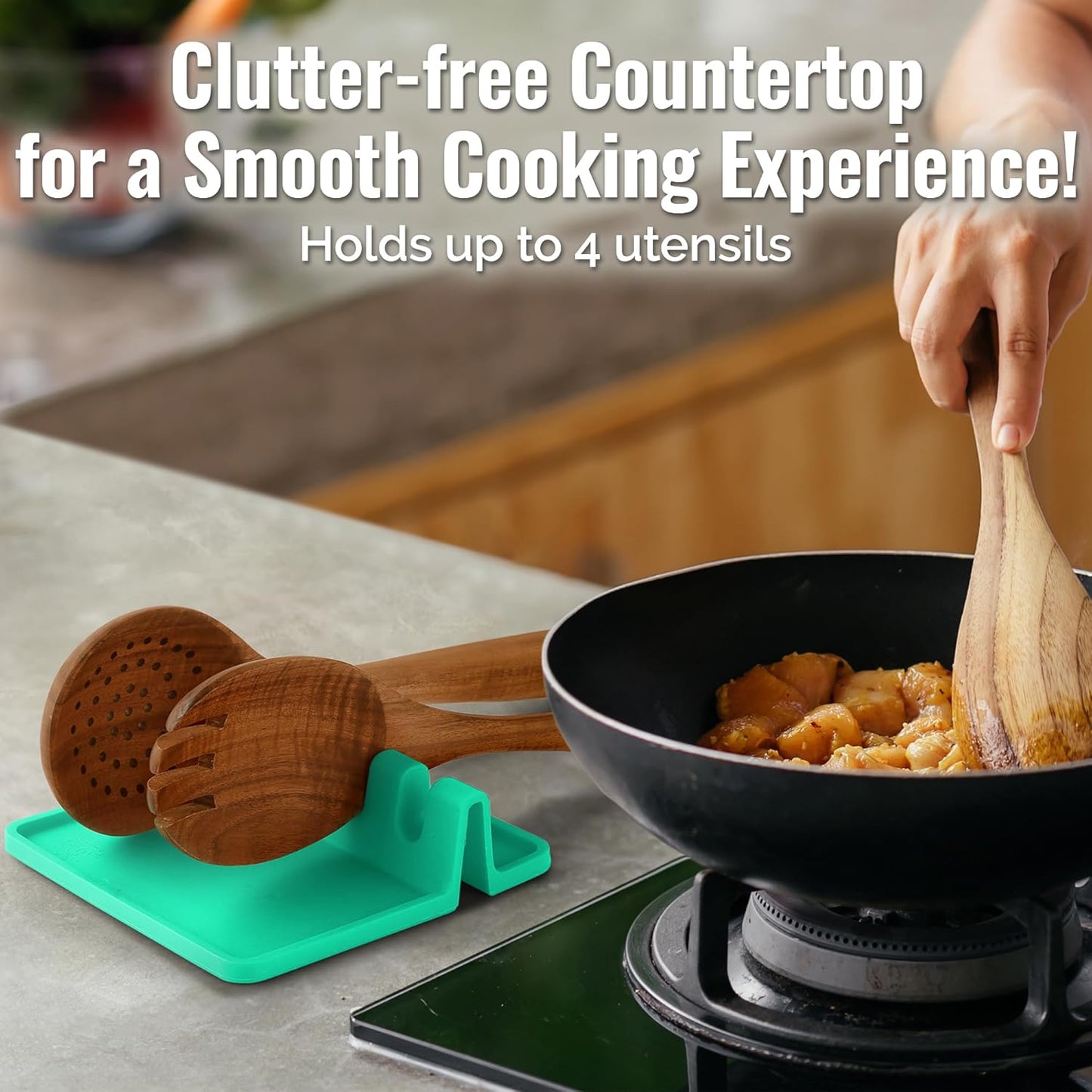 Spoon Rest for Multiple Utensils High Heat-Resistant Silicone Drip Pad, BPA-Free Spoon Holder for Stove Top, Kitchen Gadget Holder for Ladles, Tongs, Cooking Spatula - Makes Great Gift