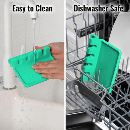 Spoon Rest for Multiple Utensils High Heat-Resistant Silicone Drip Pad, BPA-Free Spoon Holder for Stove Top, Kitchen Gadget Holder for Ladles, Tongs, Cooking Spatula - Makes Great Gift