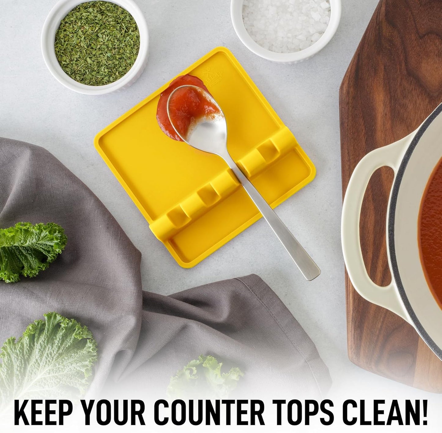Spoon Rest for Multiple Utensils High Heat-Resistant Silicone Drip Pad, BPA-Free Spoon Holder for Stove Top, Kitchen Gadget Holder for Ladles, Tongs, Cooking Spatula - Makes Great Gift