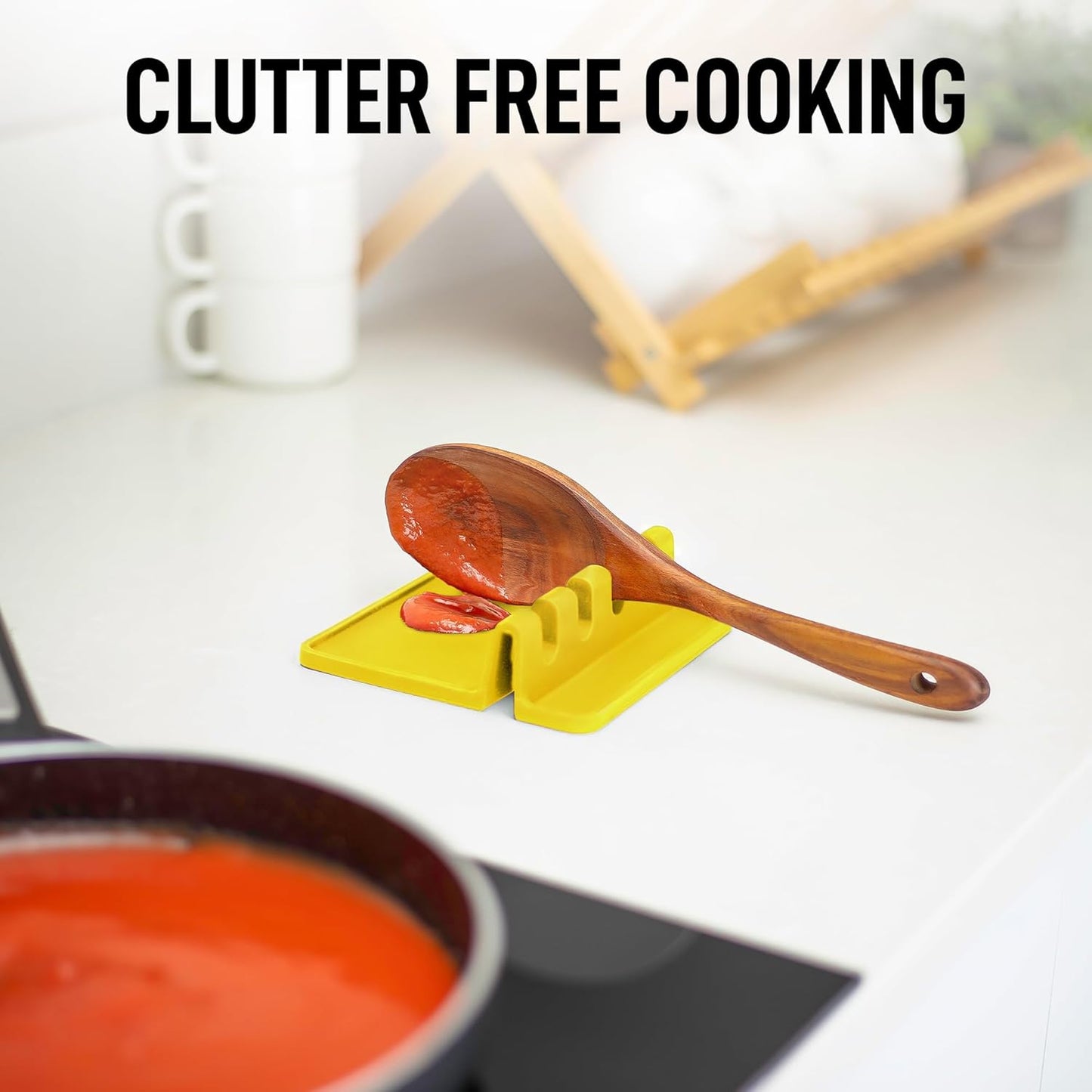 Spoon Rest for Multiple Utensils High Heat-Resistant Silicone Drip Pad, BPA-Free Spoon Holder for Stove Top, Kitchen Gadget Holder for Ladles, Tongs, Cooking Spatula - Makes Great Gift