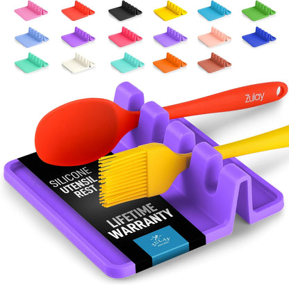 Spoon Rest for Multiple Utensils High Heat-Resistant Silicone Drip Pad, BPA-Free Spoon Holder for Stove Top, Kitchen Gadget Holder for Ladles, Tongs, Cooking Spatula - Makes Great Gift