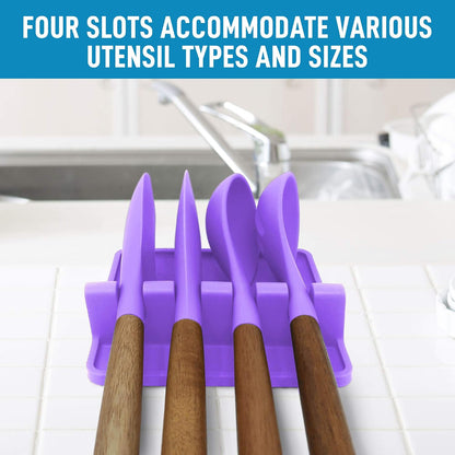 Spoon Rest for Multiple Utensils High Heat-Resistant Silicone Drip Pad, BPA-Free Spoon Holder for Stove Top, Kitchen Gadget Holder for Ladles, Tongs, Cooking Spatula - Makes Great Gift