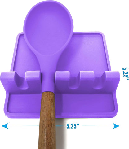 Spoon Rest for Multiple Utensils High Heat-Resistant Silicone Drip Pad, BPA-Free Spoon Holder for Stove Top, Kitchen Gadget Holder for Ladles, Tongs, Cooking Spatula - Makes Great Gift