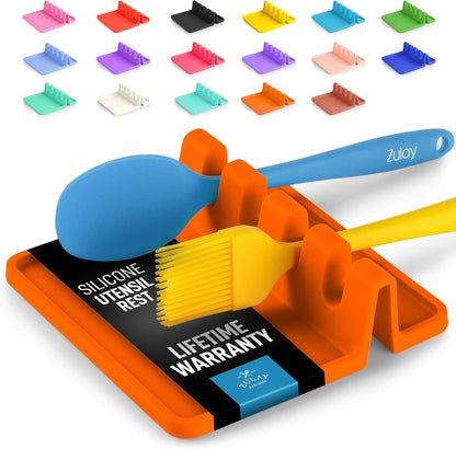 Spoon Rest for Multiple Utensils High Heat-Resistant Silicone Drip Pad, BPA-Free Spoon Holder for Stove Top, Kitchen Gadget Holder for Ladles, Tongs, Cooking Spatula - Makes Great Gift