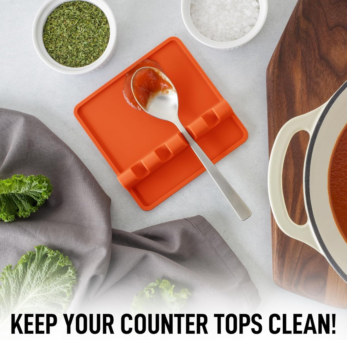 Spoon Rest for Multiple Utensils High Heat-Resistant Silicone Drip Pad, BPA-Free Spoon Holder for Stove Top, Kitchen Gadget Holder for Ladles, Tongs, Cooking Spatula - Makes Great Gift