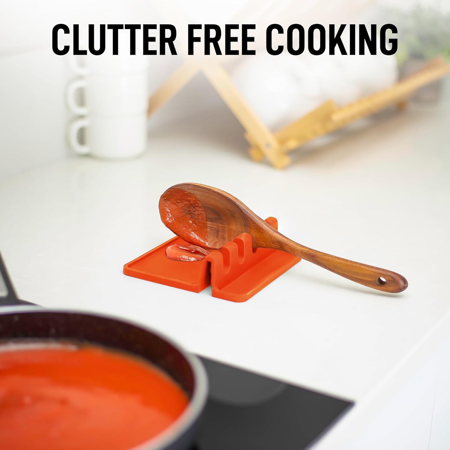 Spoon Rest for Multiple Utensils High Heat-Resistant Silicone Drip Pad, BPA-Free Spoon Holder for Stove Top, Kitchen Gadget Holder for Ladles, Tongs, Cooking Spatula - Makes Great Gift