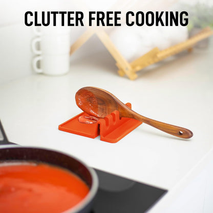 Spoon Rest for Multiple Utensils High Heat-Resistant Silicone Drip Pad, BPA-Free Spoon Holder for Stove Top, Kitchen Gadget Holder for Ladles, Tongs, Cooking Spatula - Makes Great Gift