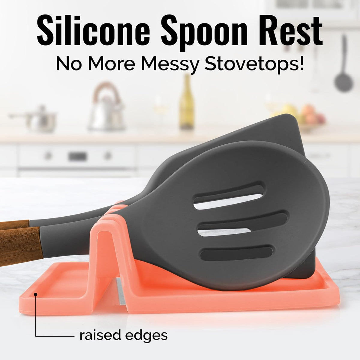 Spoon Rest for Multiple Utensils High Heat-Resistant Silicone Drip Pad, BPA-Free Spoon Holder for Stove Top, Kitchen Gadget Holder for Ladles, Tongs, Cooking Spatula - Makes Great Gift