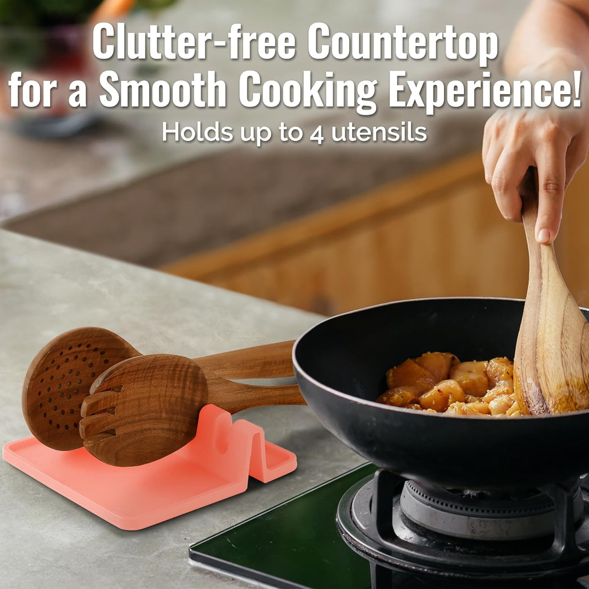 Spoon Rest for Multiple Utensils High Heat-Resistant Silicone Drip Pad, BPA-Free Spoon Holder for Stove Top, Kitchen Gadget Holder for Ladles, Tongs, Cooking Spatula - Makes Great Gift
