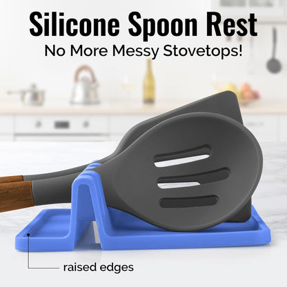Spoon Rest for Multiple Utensils High Heat-Resistant Silicone Drip Pad, BPA-Free Spoon Holder for Stove Top, Kitchen Gadget Holder for Ladles, Tongs, Cooking Spatula - Makes Great Gift