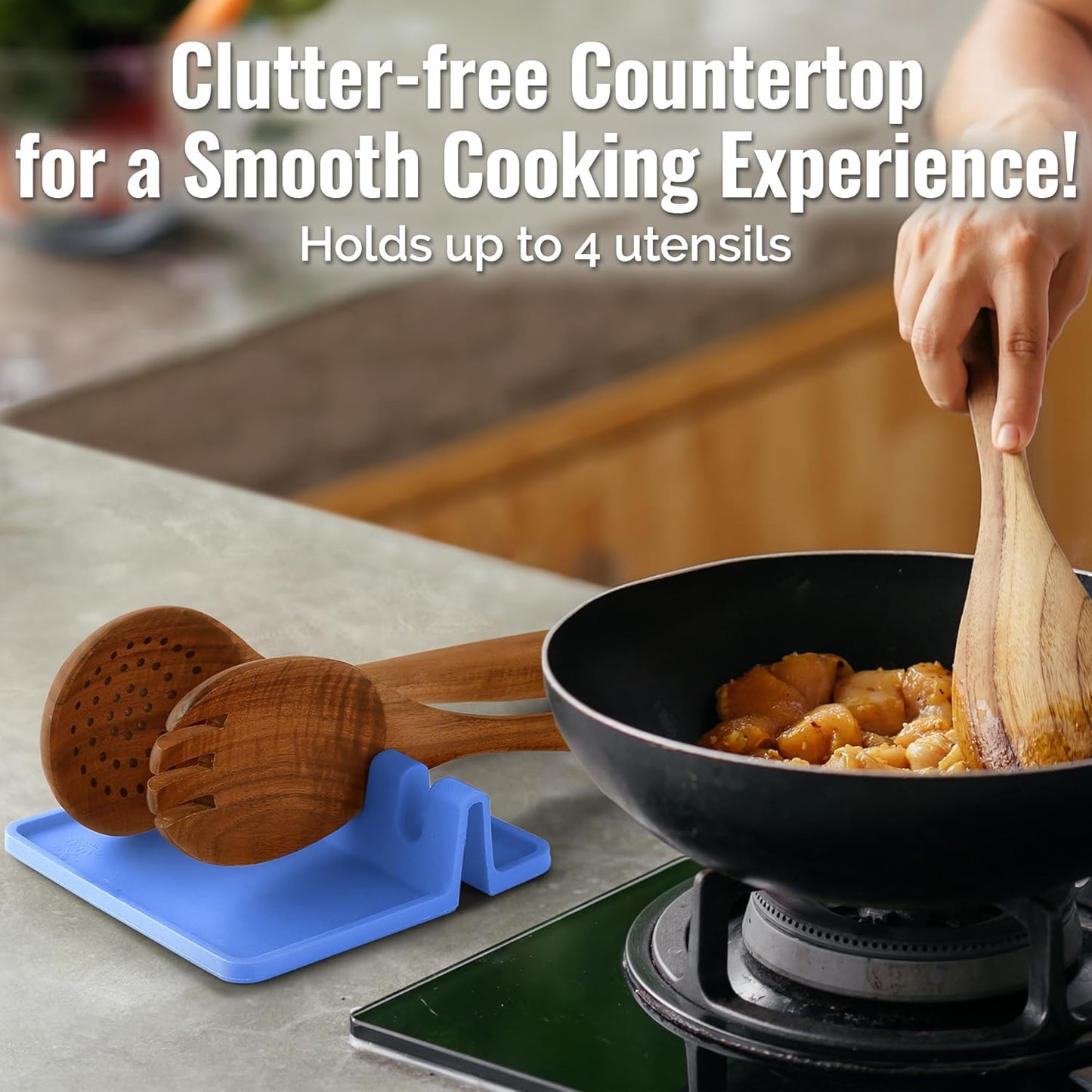 Spoon Rest for Multiple Utensils High Heat-Resistant Silicone Drip Pad, BPA-Free Spoon Holder for Stove Top, Kitchen Gadget Holder for Ladles, Tongs, Cooking Spatula - Makes Great Gift