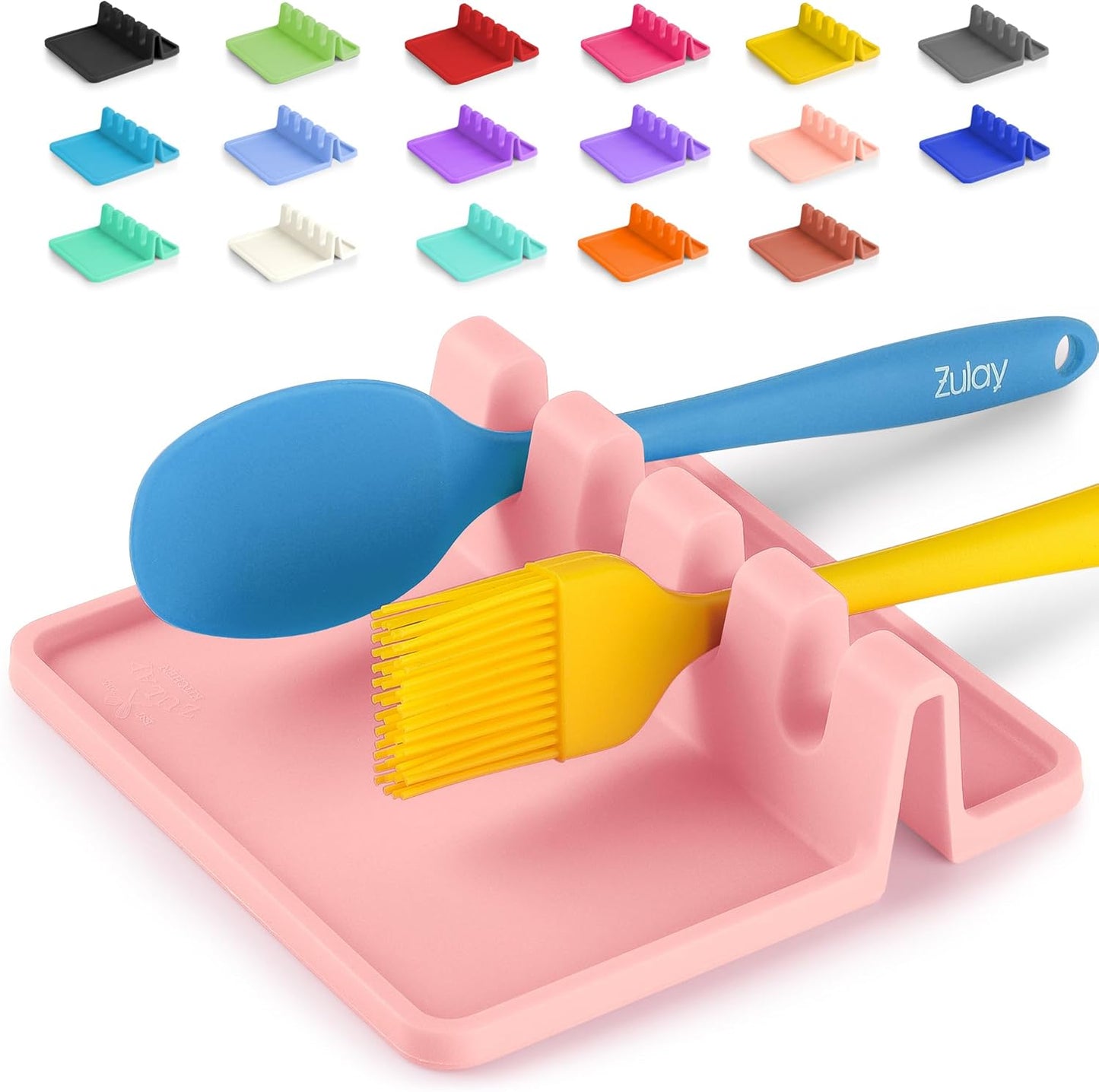 Spoon Rest for Multiple Utensils High Heat-Resistant Silicone Drip Pad, BPA-Free Spoon Holder for Stove Top, Kitchen Gadget Holder for Ladles, Tongs, Cooking Spatula - Makes Great Gift