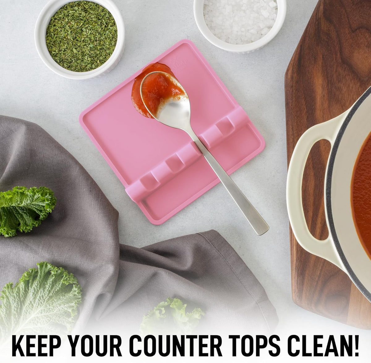 Spoon Rest for Multiple Utensils High Heat-Resistant Silicone Drip Pad, BPA-Free Spoon Holder for Stove Top, Kitchen Gadget Holder for Ladles, Tongs, Cooking Spatula - Makes Great Gift