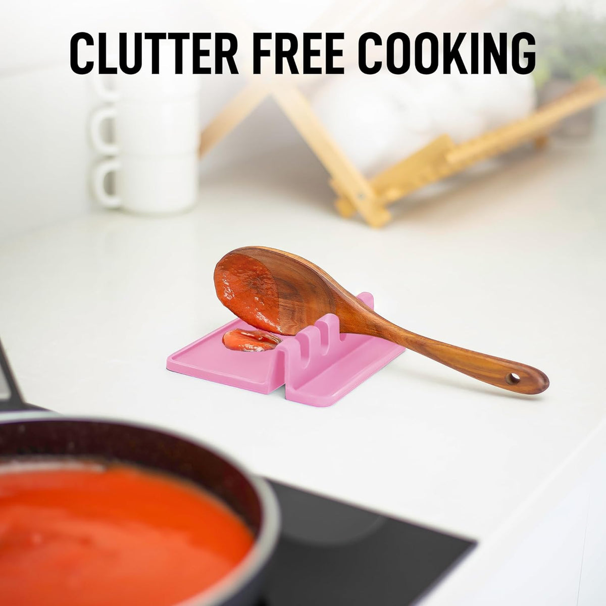 Spoon Rest for Multiple Utensils High Heat-Resistant Silicone Drip Pad, BPA-Free Spoon Holder for Stove Top, Kitchen Gadget Holder for Ladles, Tongs, Cooking Spatula - Makes Great Gift