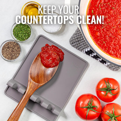Spoon Rest for Multiple Utensils High Heat-Resistant Silicone Drip Pad, BPA-Free Spoon Holder for Stove Top, Kitchen Gadget Holder for Ladles, Tongs, Cooking Spatula - Makes Great Gift