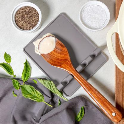 Spoon Rest for Multiple Utensils High Heat-Resistant Silicone Drip Pad, BPA-Free Spoon Holder for Stove Top, Kitchen Gadget Holder for Ladles, Tongs, Cooking Spatula - Makes Great Gift