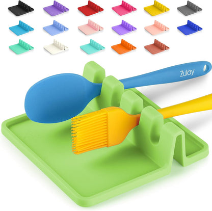Spoon Rest for Multiple Utensils High Heat-Resistant Silicone Drip Pad, BPA-Free Spoon Holder for Stove Top, Kitchen Gadget Holder for Ladles, Tongs, Cooking Spatula - Makes Great Gift