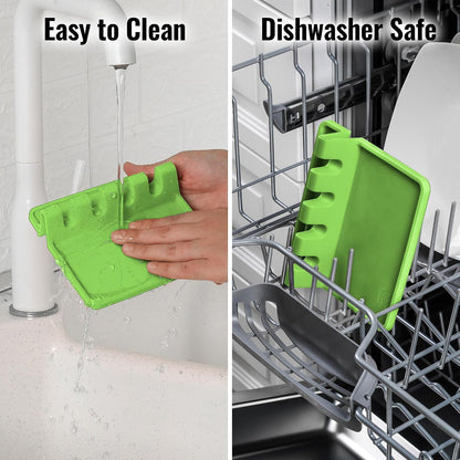 Spoon Rest for Multiple Utensils High Heat-Resistant Silicone Drip Pad, BPA-Free Spoon Holder for Stove Top, Kitchen Gadget Holder for Ladles, Tongs, Cooking Spatula - Makes Great Gift
