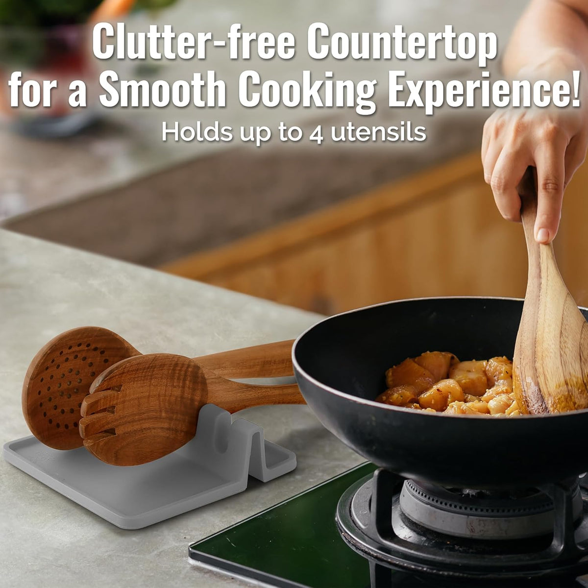 Spoon Rest for Multiple Utensils High Heat-Resistant Silicone Drip Pad, BPA-Free Spoon Holder for Stove Top, Kitchen Gadget Holder for Ladles, Tongs, Cooking Spatula - Makes Great Gift