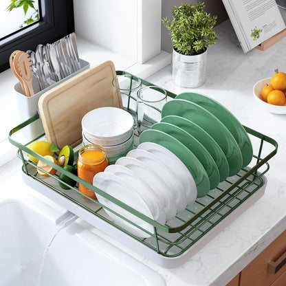 Dish Drying Rack for Kitchen Counter, 12''W x 15.5''L, Black | Stainless Steel Sink Organization, Cutlery Holder, Home and Appartment Decor