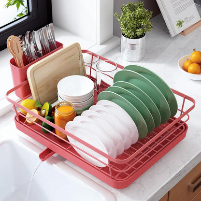 Dish Drying Rack for Kitchen Counter, 12''W x 15.5''L, Black | Stainless Steel Sink Organization, Cutlery Holder, Home and Appartment Decor