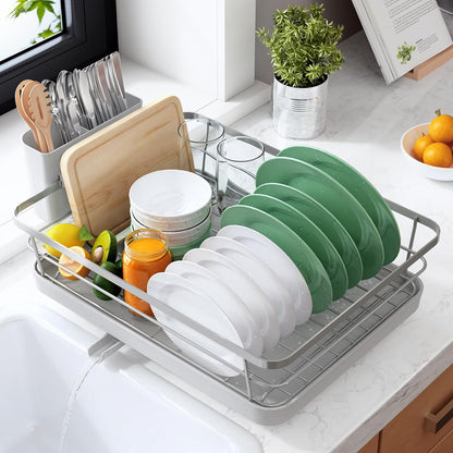 Dish Drying Rack for Kitchen Counter, 12''W x 15.5''L, Black | Stainless Steel Sink Organization, Cutlery Holder, Home and Appartment Decor