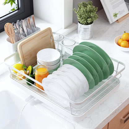 Dish Drying Rack for Kitchen Counter, 12''W x 15.5''L, Black | Stainless Steel Sink Organization, Cutlery Holder, Home and Appartment Decor