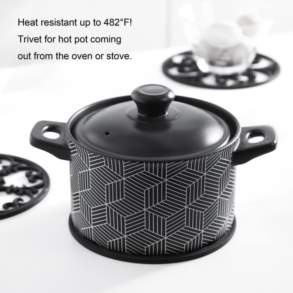 Silicone Trivet Mat - Non-Slip & Heat Resistant Kitchen Pads for Countertops & Table - Trivets for Hot Dishes & Cookware - Pot Holder for Pots & Pans - Pink, Set of 3