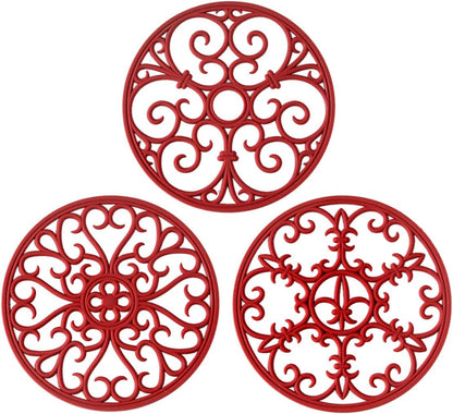 Silicone Trivet Mat - Non-Slip & Heat Resistant Kitchen Pads for Countertops & Table - Trivets for Hot Dishes & Cookware - Pot Holder for Pots & Pans - Pink, Set of 3