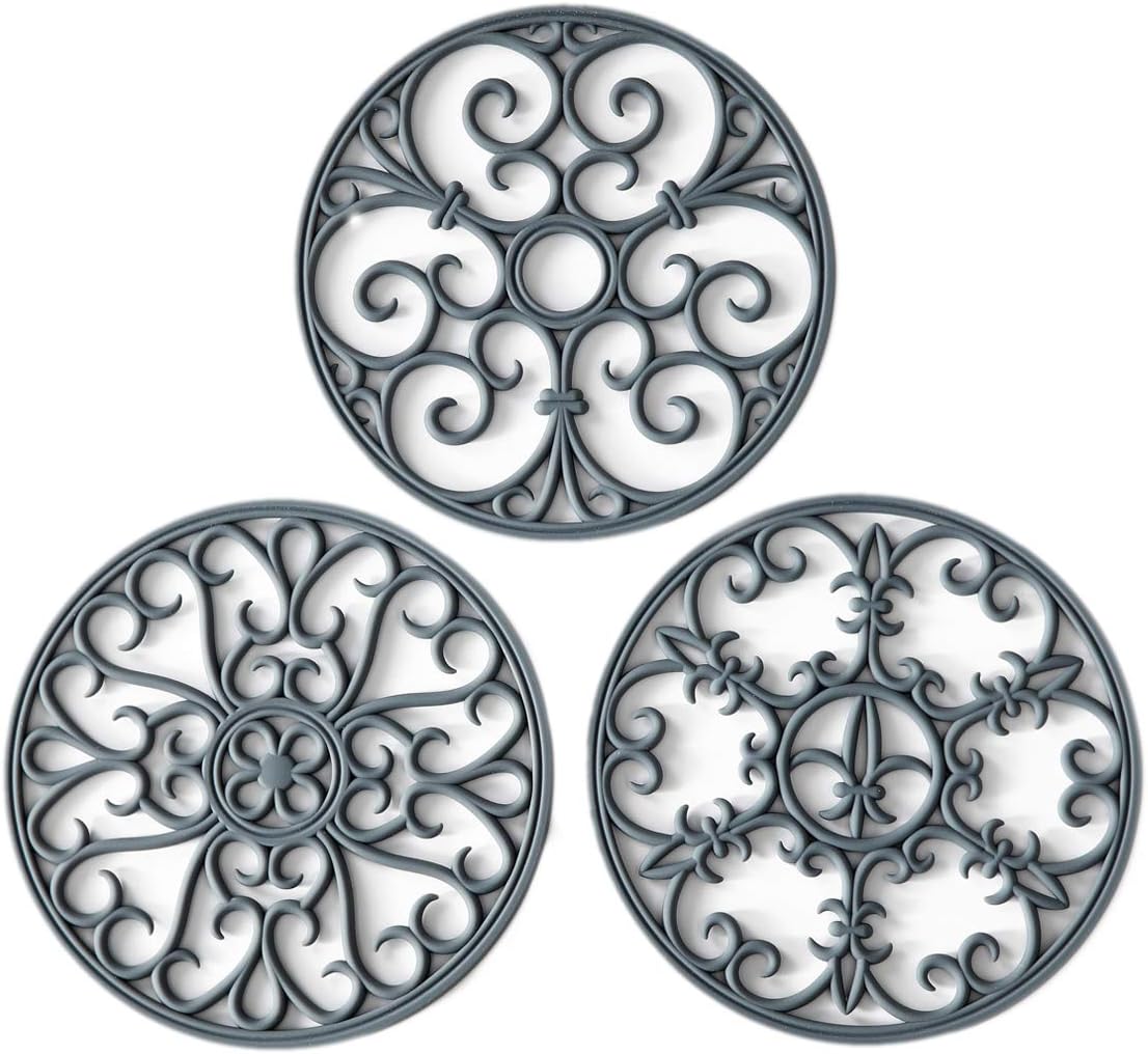 Silicone Trivet Mat - Non-Slip & Heat Resistant Kitchen Pads for Countertops & Table - Trivets for Hot Dishes & Cookware - Pot Holder for Pots & Pans - Pink, Set of 3