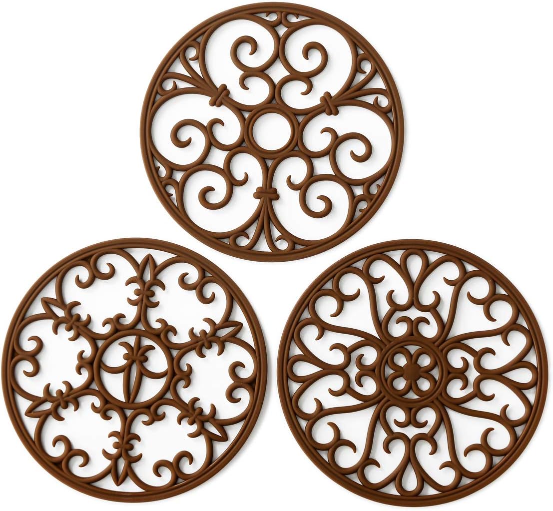 Silicone Trivet Mat - Non-Slip & Heat Resistant Kitchen Pads for Countertops & Table - Trivets for Hot Dishes & Cookware - Pot Holder for Pots & Pans - Pink, Set of 3