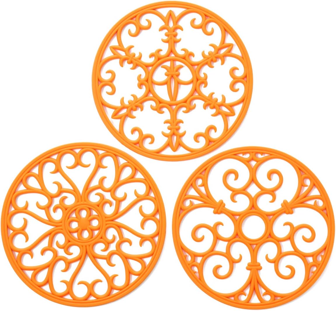 Silicone Trivet Mat - Non-Slip & Heat Resistant Kitchen Pads for Countertops & Table - Trivets for Hot Dishes & Cookware - Pot Holder for Pots & Pans - Pink, Set of 3