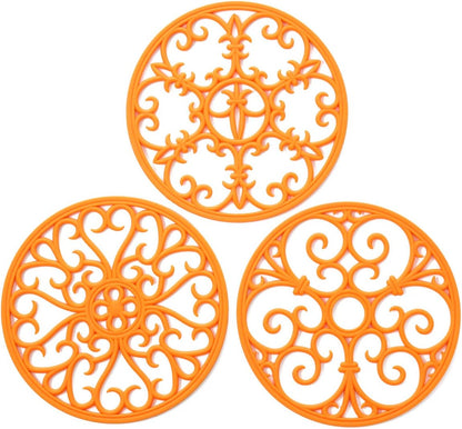 Silicone Trivet Mat - Non-Slip & Heat Resistant Kitchen Pads for Countertops & Table - Trivets for Hot Dishes & Cookware - Pot Holder for Pots & Pans - Pink, Set of 3