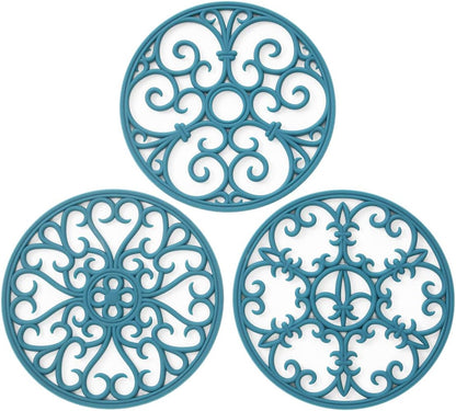 Silicone Trivet Mat - Non-Slip & Heat Resistant Kitchen Pads for Countertops & Table - Trivets for Hot Dishes & Cookware - Pot Holder for Pots & Pans - Pink, Set of 3