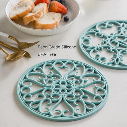 Silicone Trivet Mat - Non-Slip & Heat Resistant Kitchen Pads for Countertops & Table - Trivets for Hot Dishes & Cookware - Pot Holder for Pots & Pans - Pink, Set of 3
