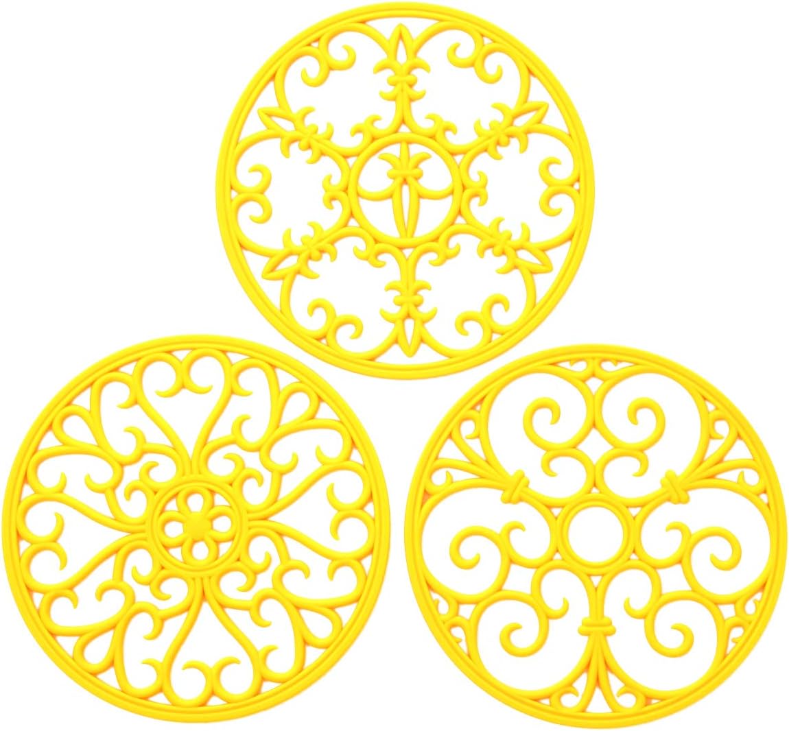 Silicone Trivet Mat - Non-Slip & Heat Resistant Kitchen Pads for Countertops & Table - Trivets for Hot Dishes & Cookware - Pot Holder for Pots & Pans - Pink, Set of 3