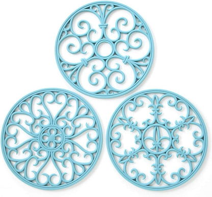 Silicone Trivet Mat - Non-Slip & Heat Resistant Kitchen Pads for Countertops & Table - Trivets for Hot Dishes & Cookware - Pot Holder for Pots & Pans - Pink, Set of 3