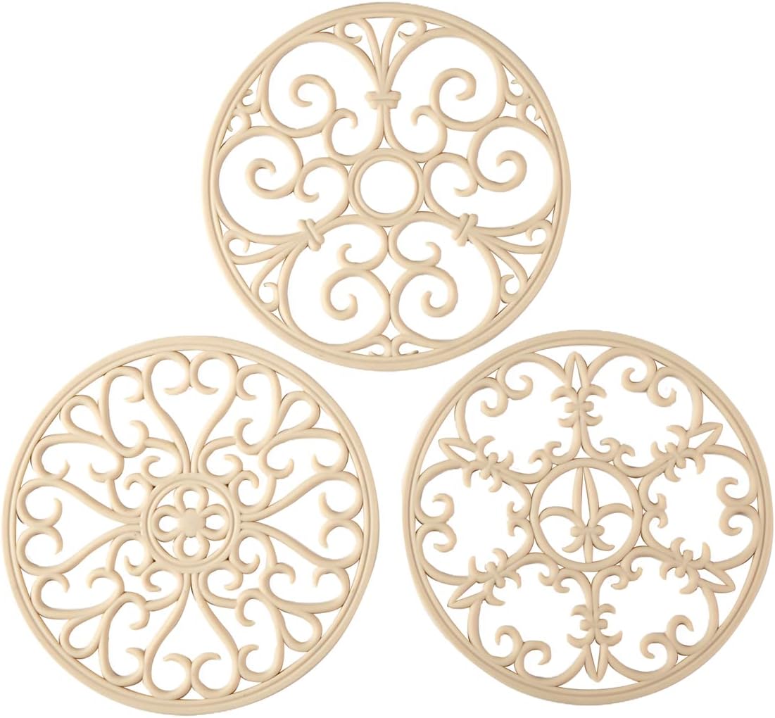 Silicone Trivet Mat - Non-Slip & Heat Resistant Kitchen Pads for Countertops & Table - Trivets for Hot Dishes & Cookware - Pot Holder for Pots & Pans - Pink, Set of 3