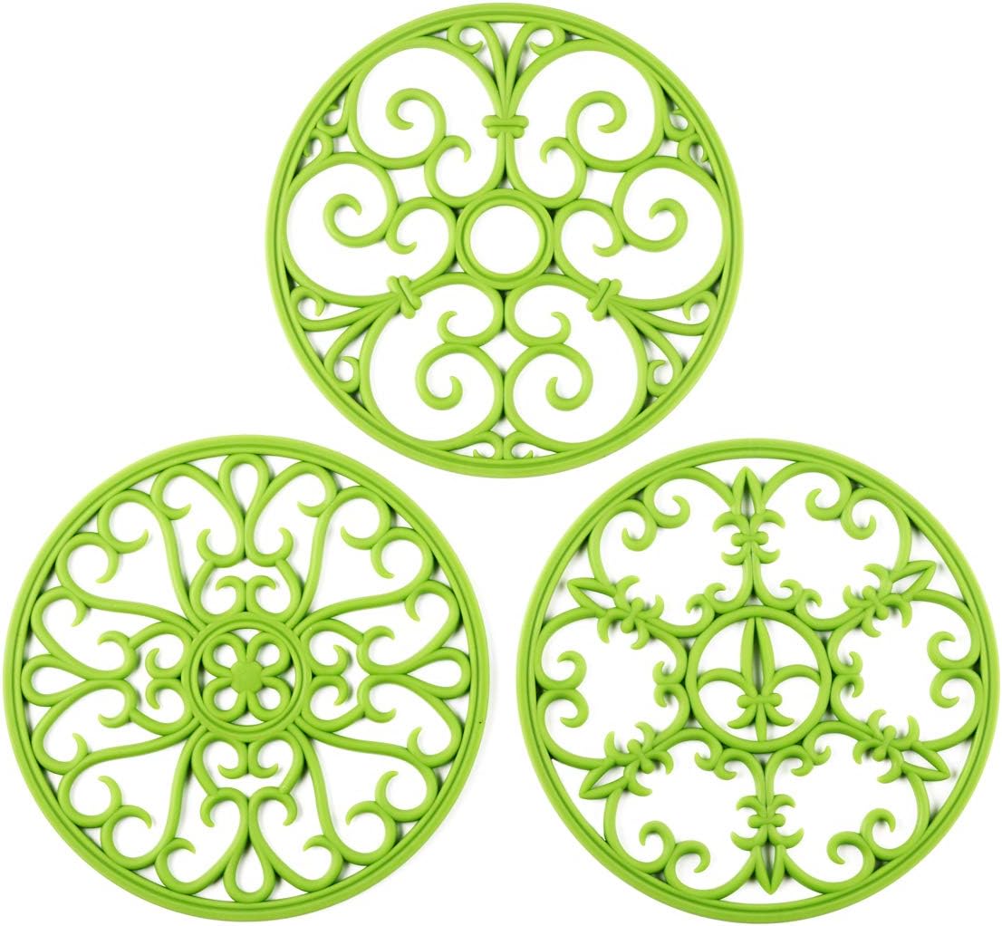 Silicone Trivet Mat - Non-Slip & Heat Resistant Kitchen Pads for Countertops & Table - Trivets for Hot Dishes & Cookware - Pot Holder for Pots & Pans - Pink, Set of 3
