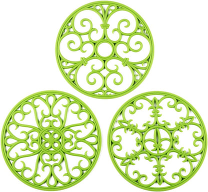 Silicone Trivet Mat - Non-Slip & Heat Resistant Kitchen Pads for Countertops & Table - Trivets for Hot Dishes & Cookware - Pot Holder for Pots & Pans - Pink, Set of 3