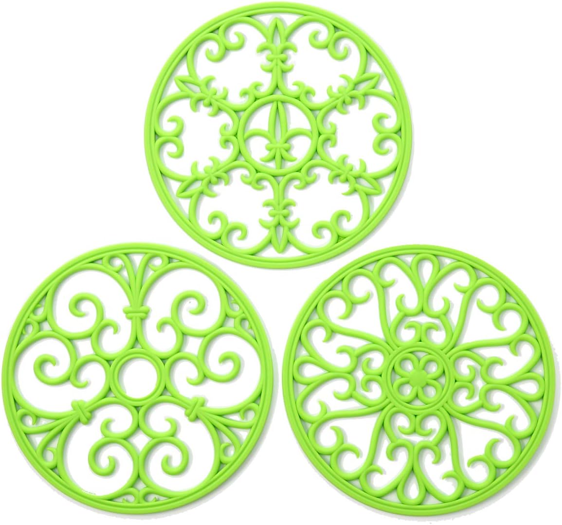 Silicone Trivet Mat - Non-Slip & Heat Resistant Kitchen Pads for Countertops & Table - Trivets for Hot Dishes & Cookware - Pot Holder for Pots & Pans - Pink, Set of 3